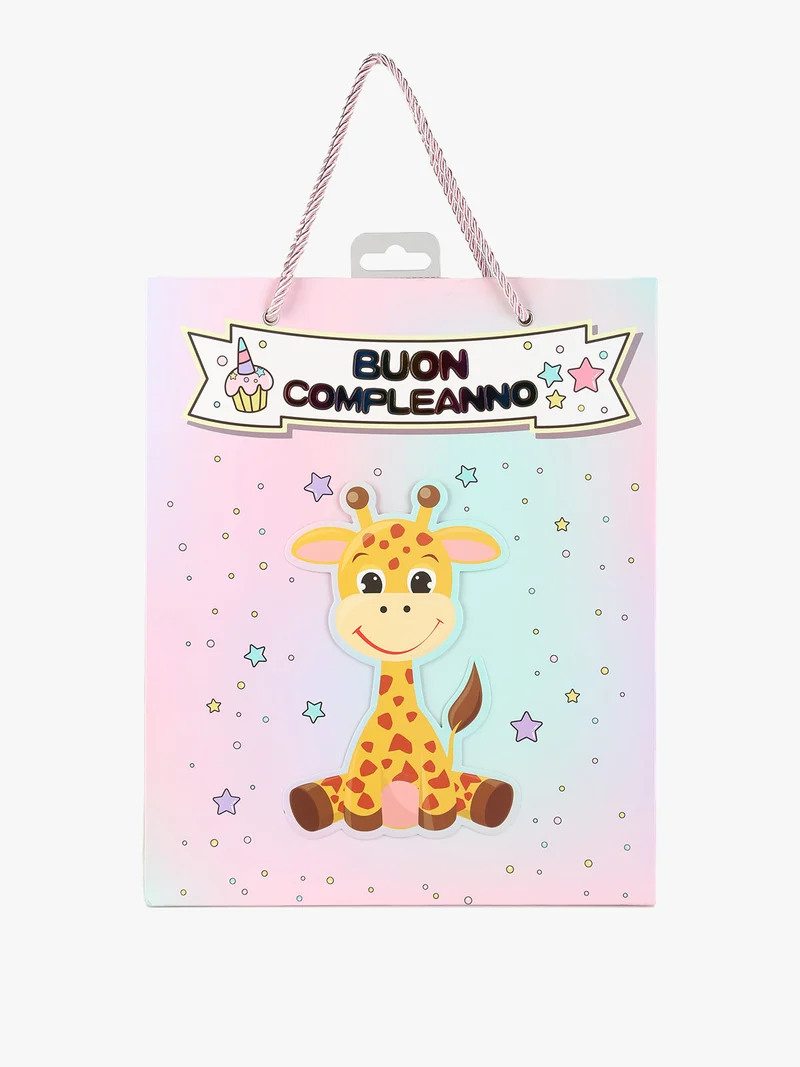 Sacchetto regalo da compleanno giraffa - rosa