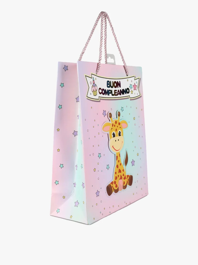 Sacchetto regalo da compleanno giraffa - rosa