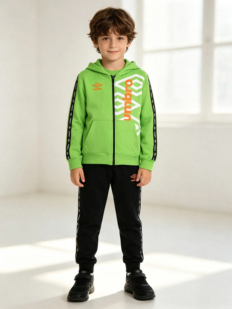 Completo tuta da bambino 2 pezzi full zip con cappuccio e logo - verde chiaro