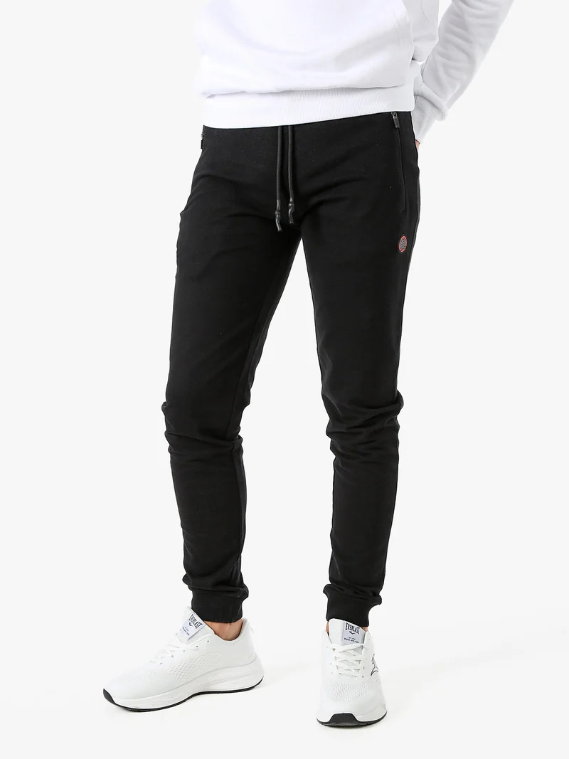 Pantaloni sportivi da uomo in cotone con coulisse e polsini - nero