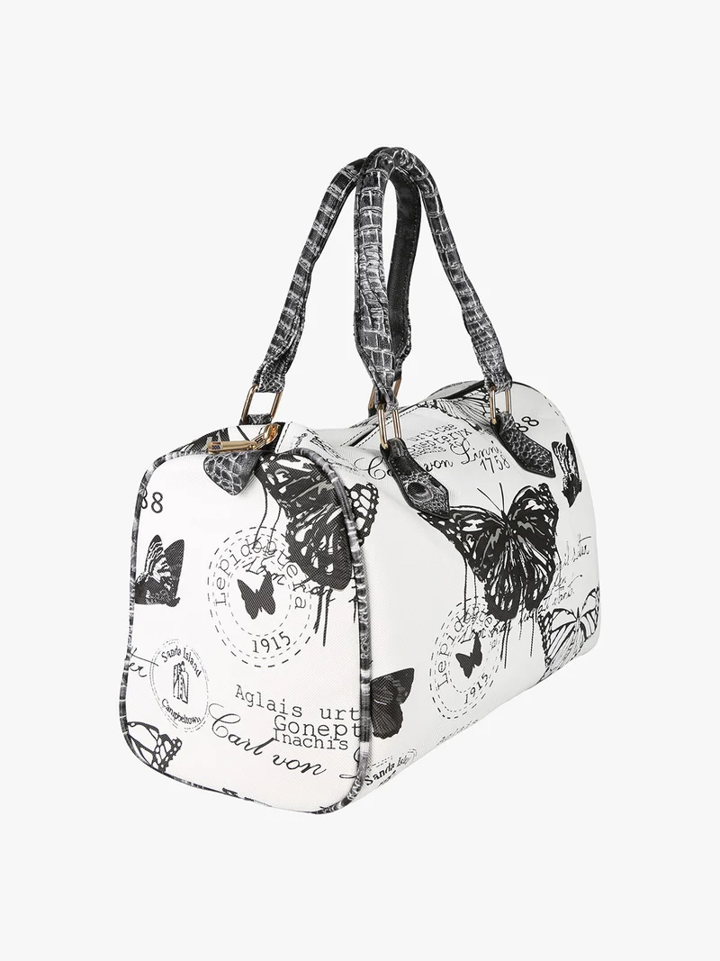 Borsa bauletto da donna con stampa farfalle - nero