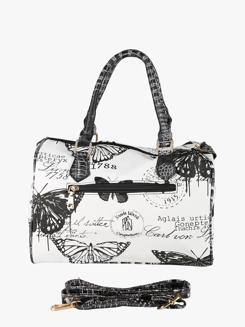 Borsa bauletto da donna con stampa farfalle - nero