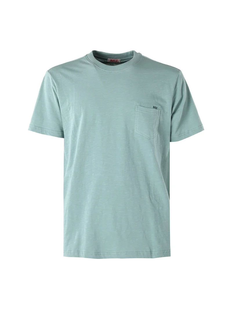 T-shirt da uomo in cotone con taschino - acqua marina