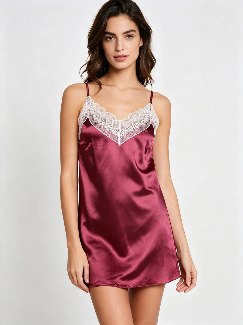 Sottoveste donna con pizzo - bordeaux