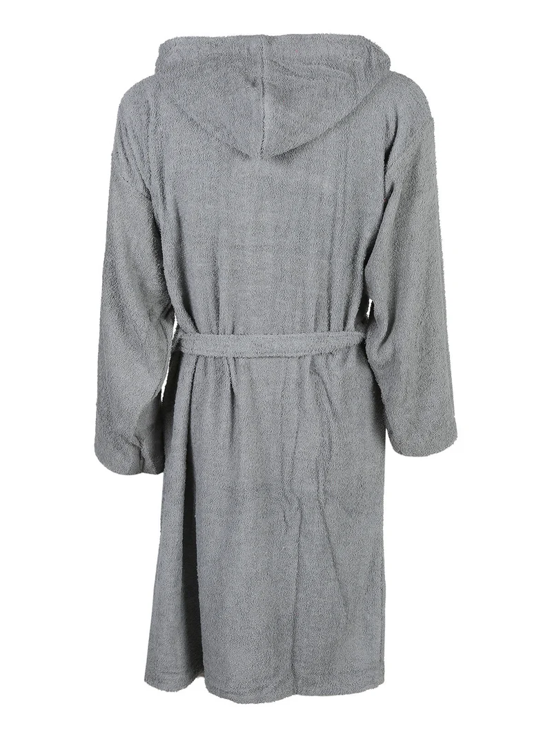 Accappatoio unisex in spugna con cappuccio - grigio