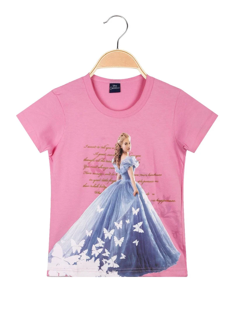 Cinderella t-shirt bambina con stampa disegno - rosa