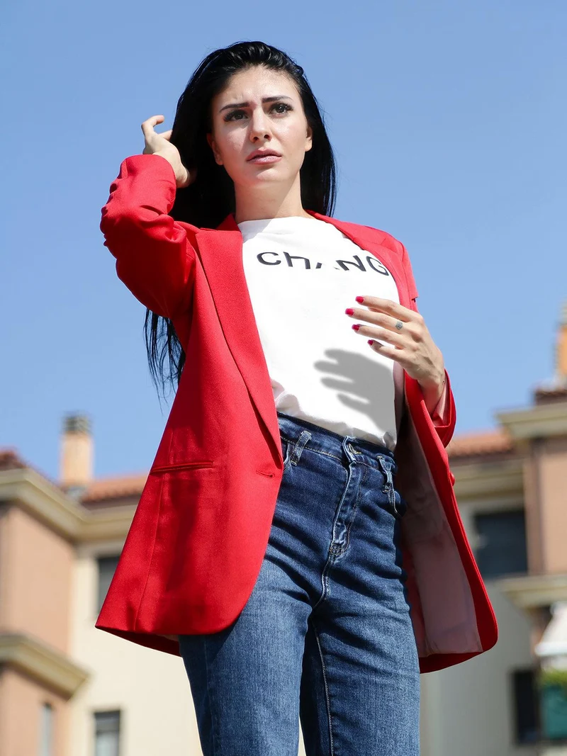 Blazer donna con bottone - rosso
