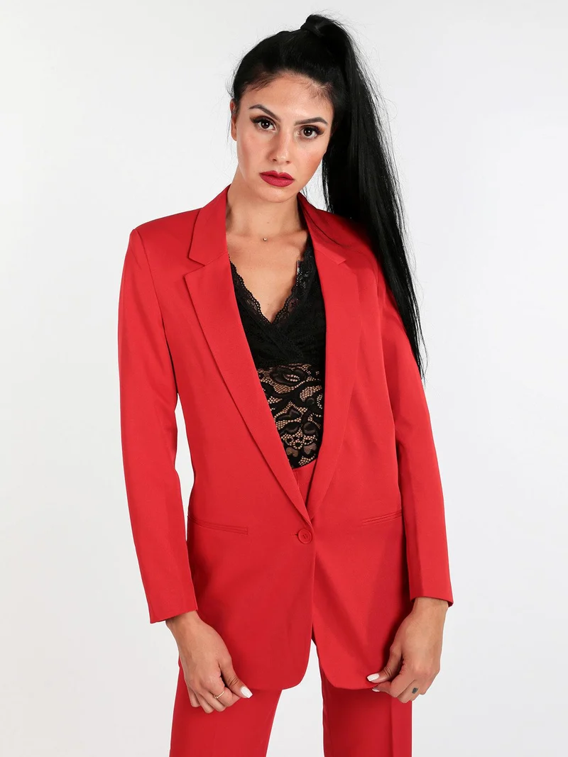 Blazer donna con bottone - rosso