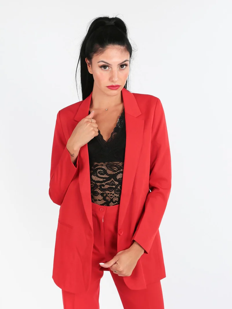Blazer donna con bottone - rosso