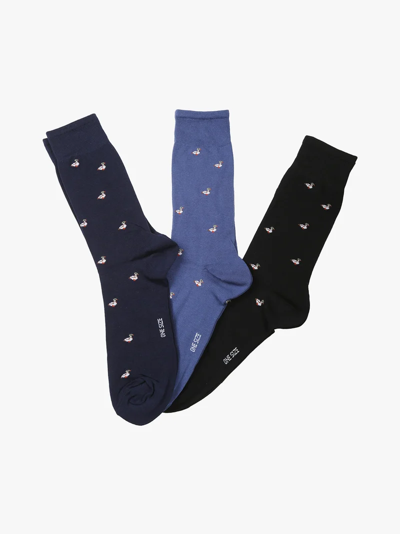 3 Paio di calze corte da uomo con stampe - bluette