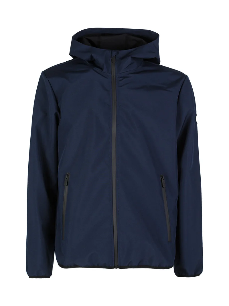 Giacca a vento da uomo con cappuccio e zip - blu scuro