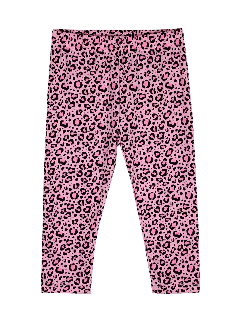 Completo bambina 2 pezzi con t-shirt e leggings maculati a 3/4 - bianco