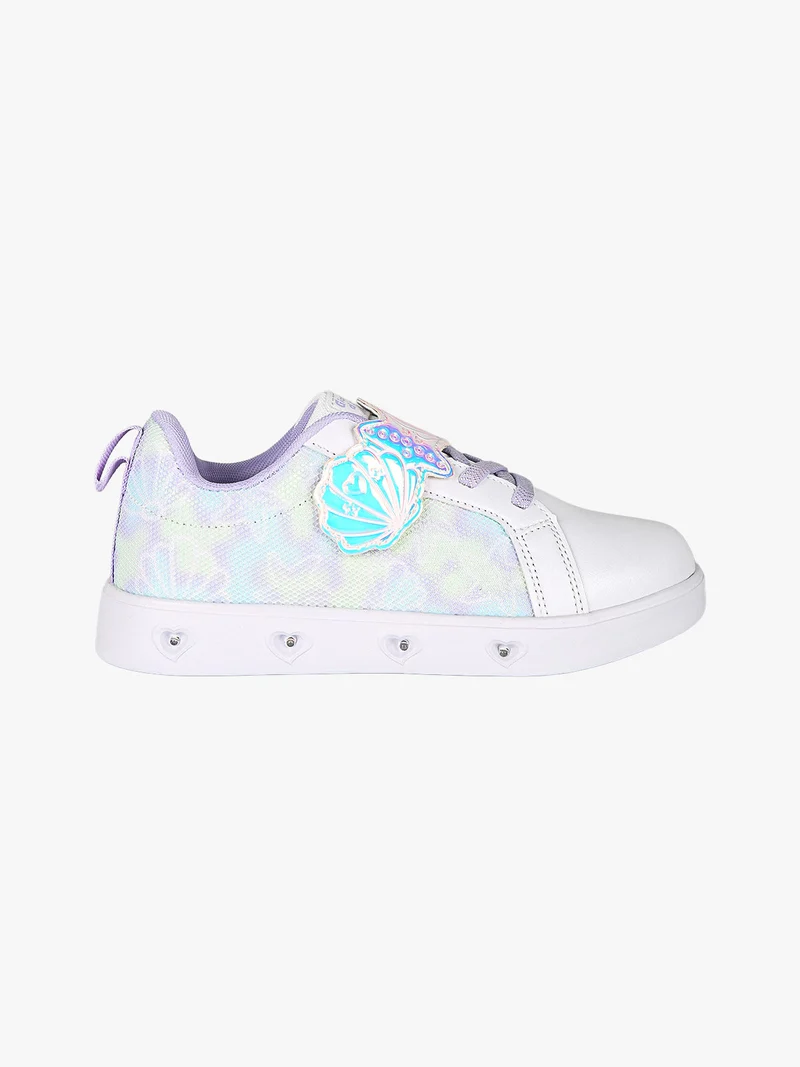 Sneakers da ragazza basse con strappo e luci - bianco