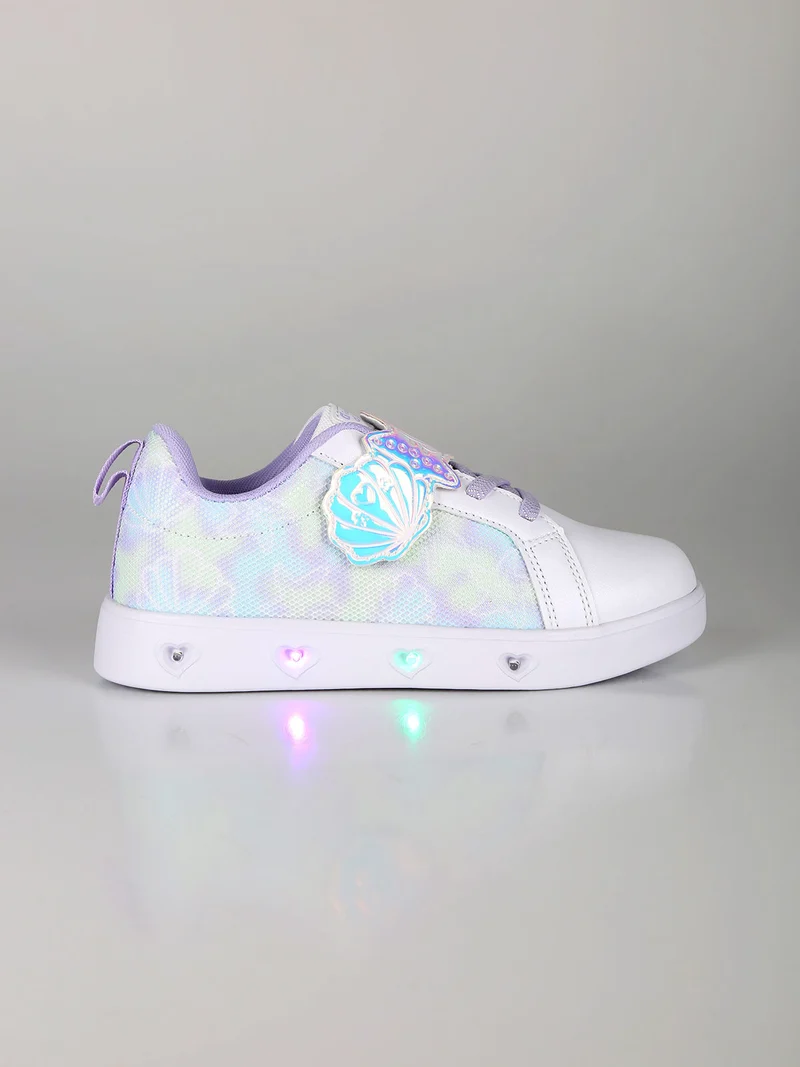 Sneakers da ragazza basse con strappo e luci - bianco