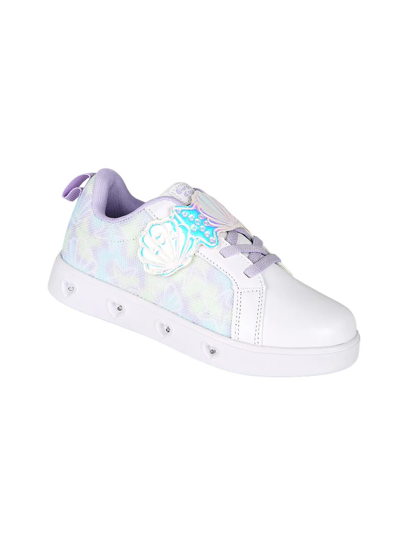 Sneakers da ragazza basse con strappo e luci - bianco