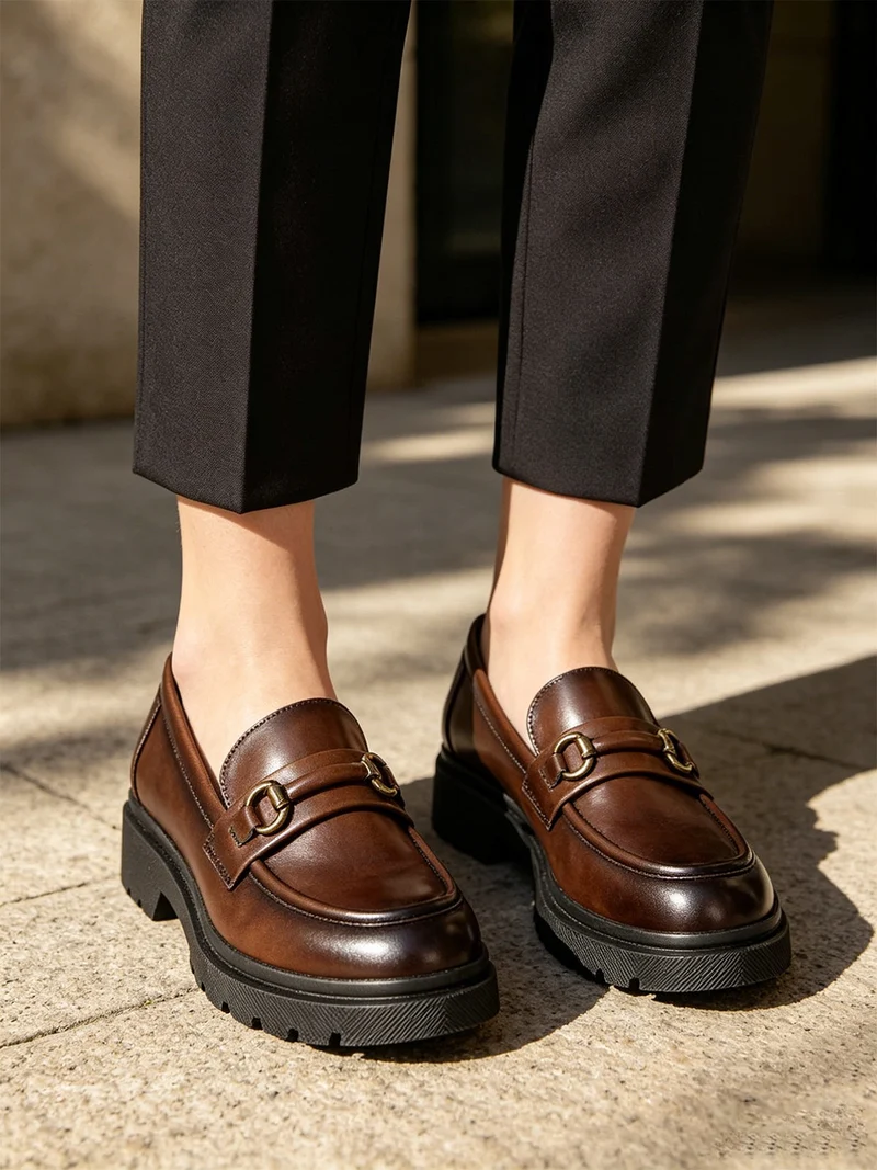Mocassino da donna con platform - marrone