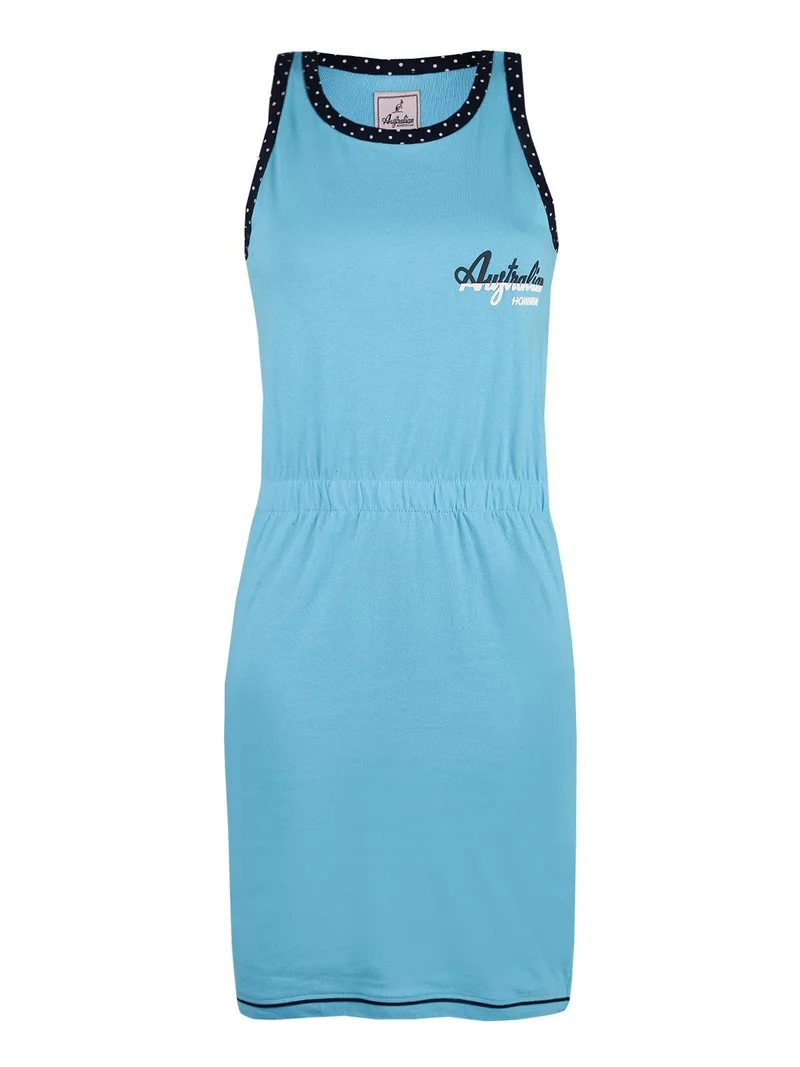 Vestito da casa smanicato in cotone - azzurro