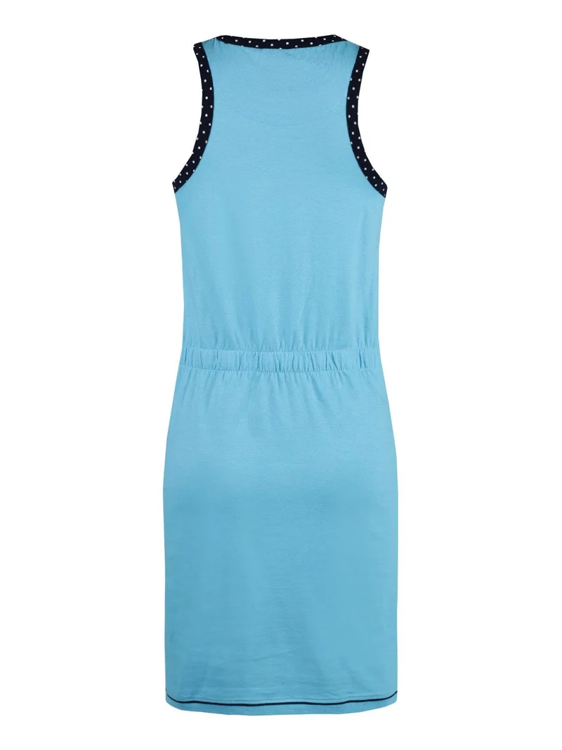 Vestito da casa smanicato in cotone - azzurro
