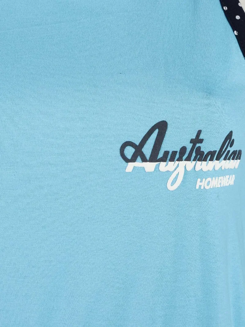 Vestito da casa smanicato in cotone - azzurro