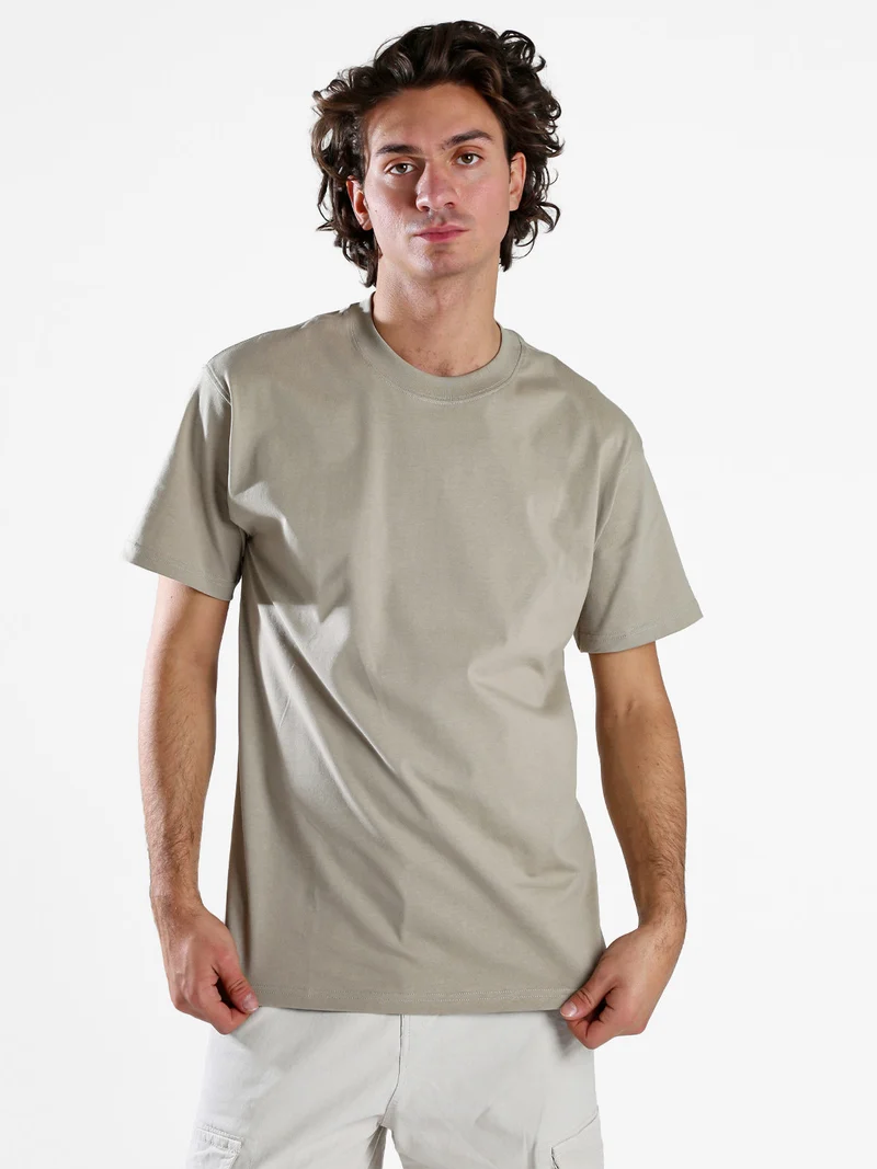 T-shirt girocollo da uomo in cotone - sabbia