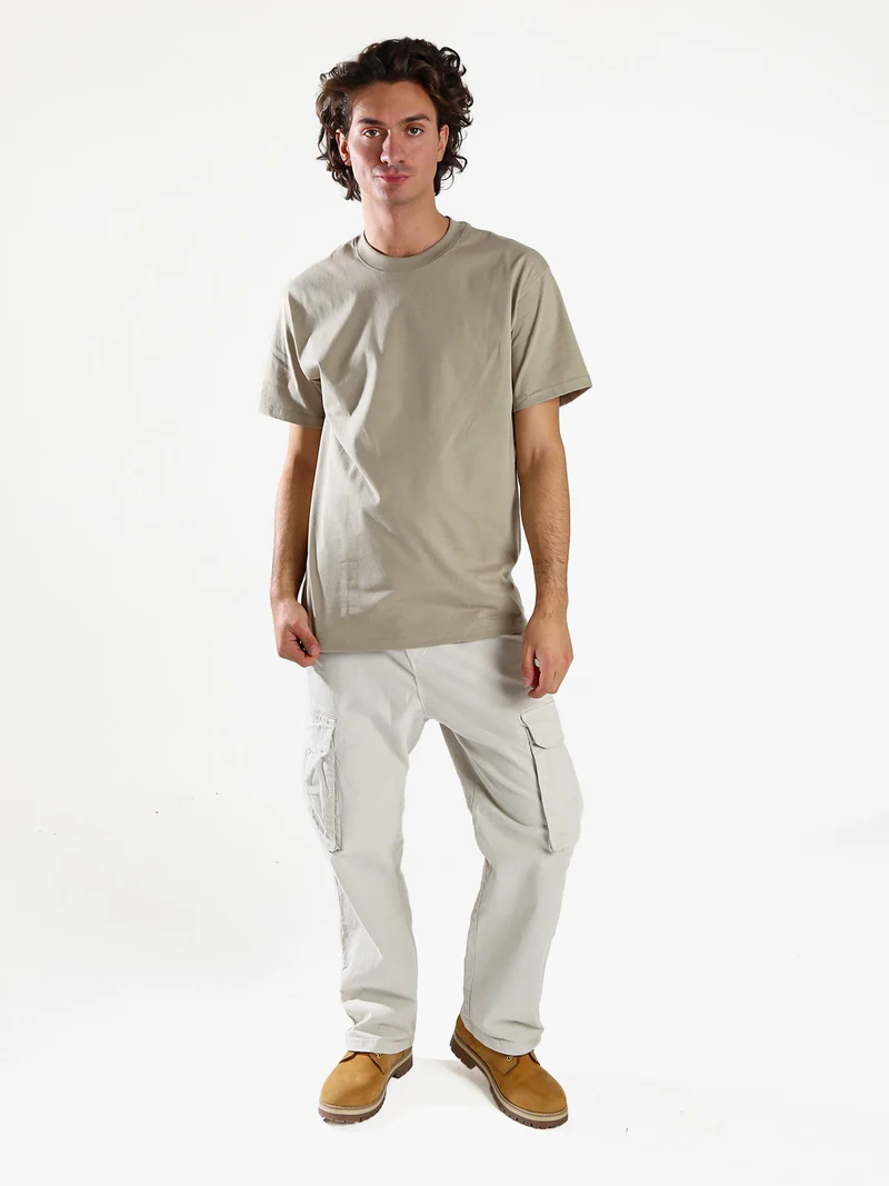 T-shirt girocollo da uomo in cotone - sabbia
