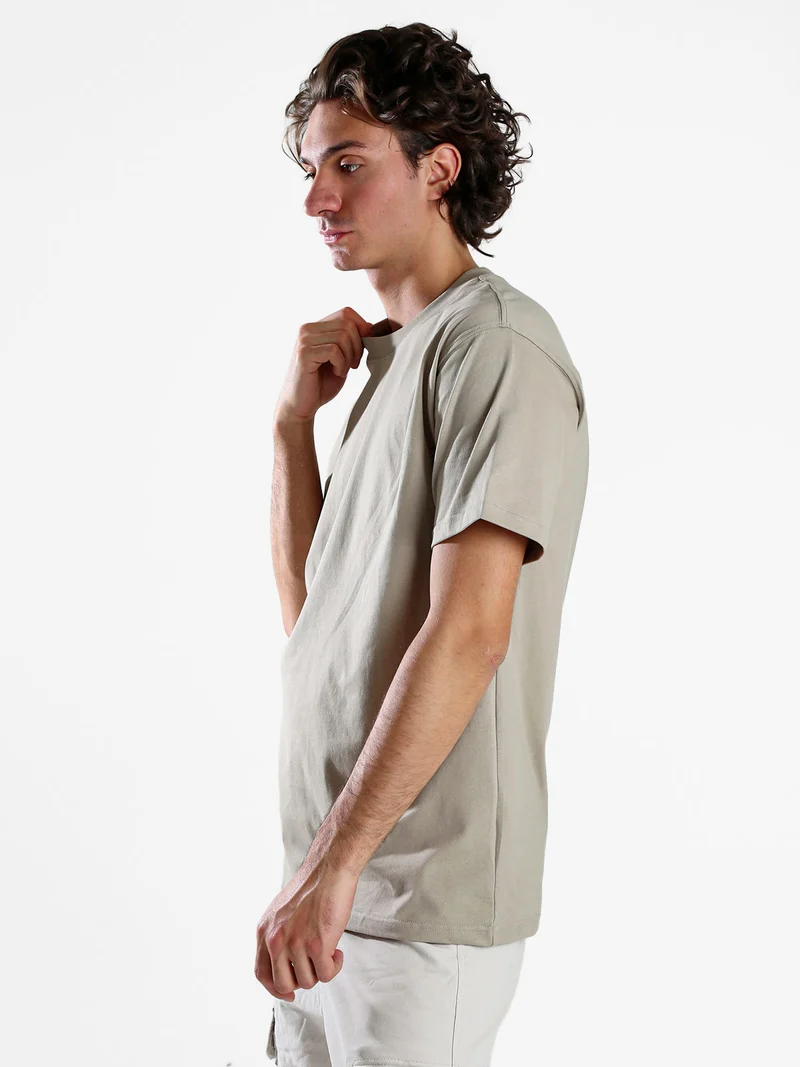 T-shirt girocollo da uomo in cotone - sabbia