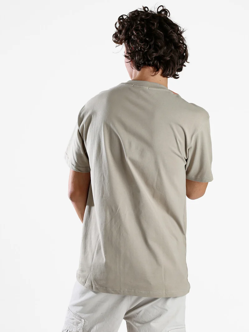 T-shirt girocollo da uomo in cotone - sabbia