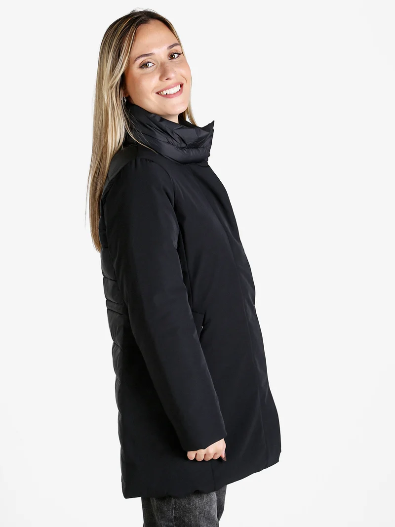 Giubbotto donna imbottito a collo alto - nero