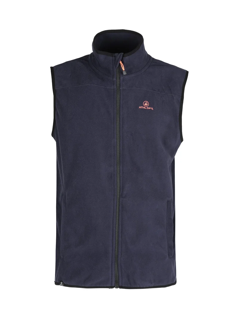 Gilet da uomo in pile con zip - blu scuro