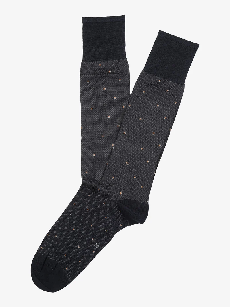 Calze lunghe da uomo in filo di scozia con stampe - antracite