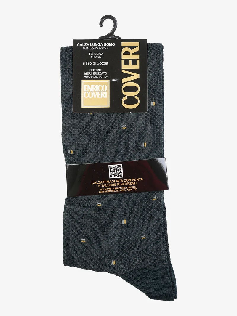 Calze lunghe da uomo in filo di scozia con stampe - antracite