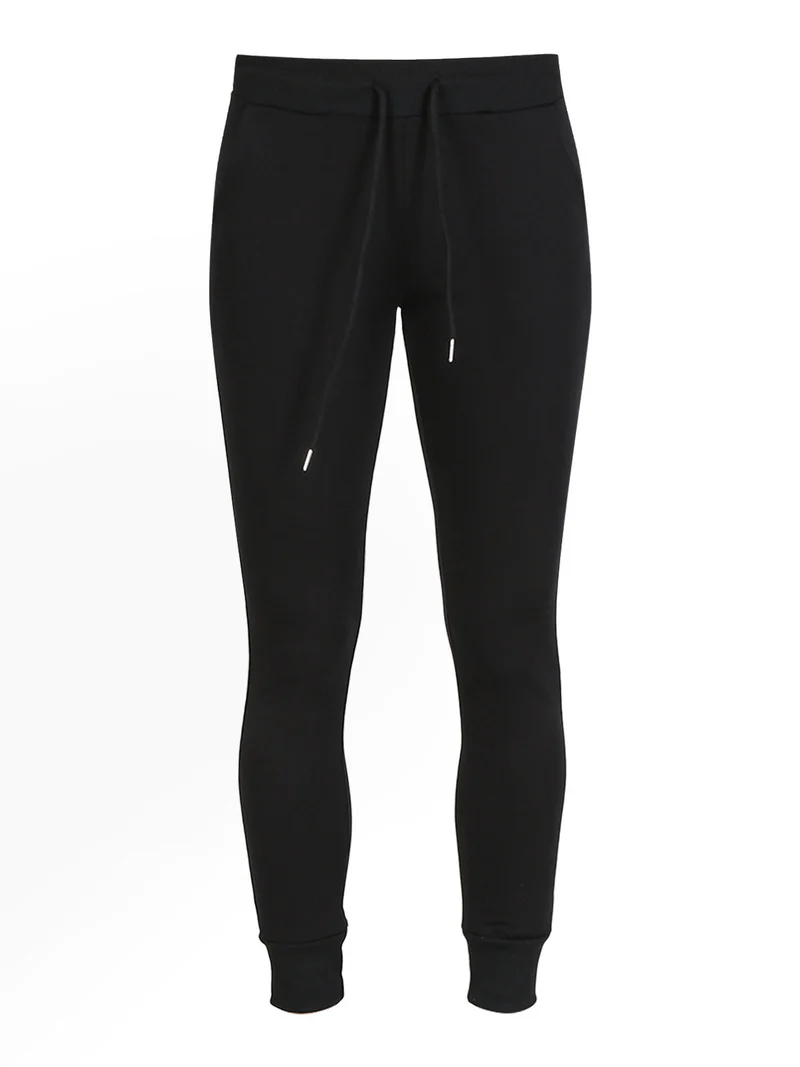 Pantaloni tuta da donna con coulisse e polsini - nero