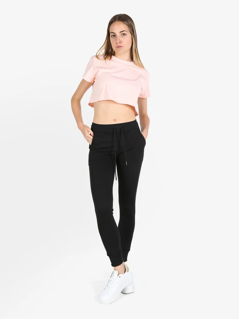 Pantaloni tuta da donna con coulisse e polsini - nero