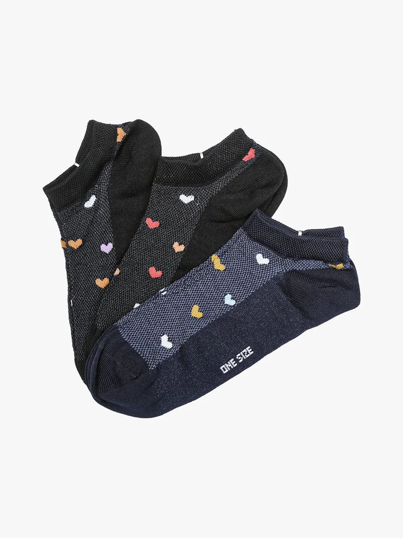 Confezione da 3 paia di calze corte da donna in cotone - blu