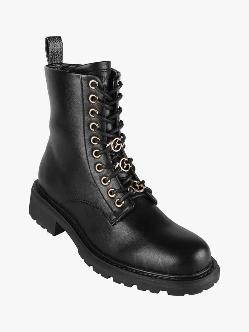 Anfibi donna con lacci e zip - nero