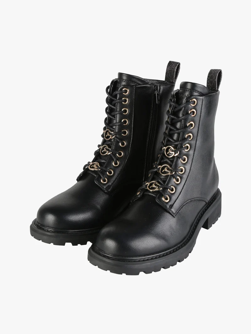 Anfibi donna con lacci e zip - nero