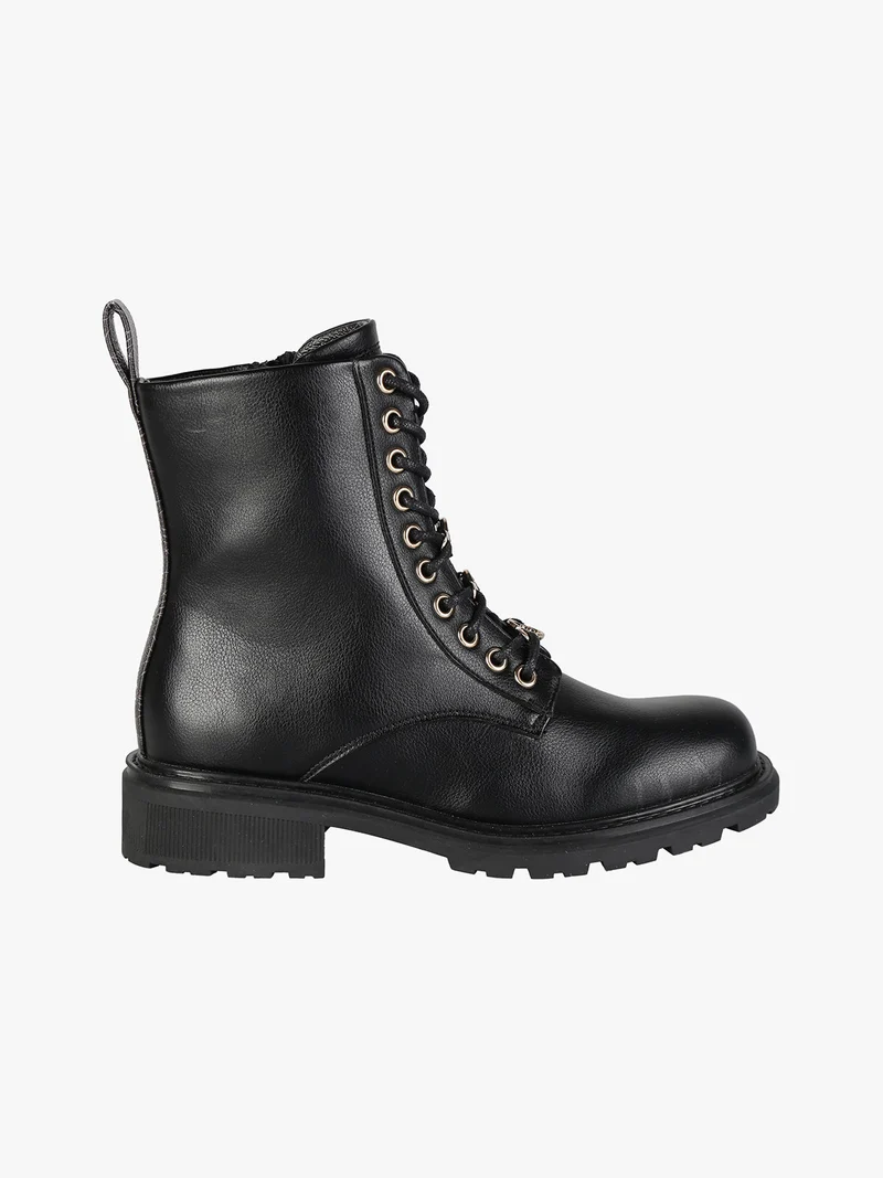 Anfibi donna con lacci e zip - nero