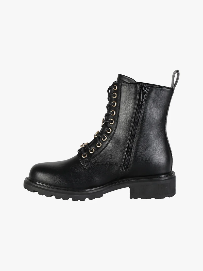 Anfibi donna con lacci e zip - nero