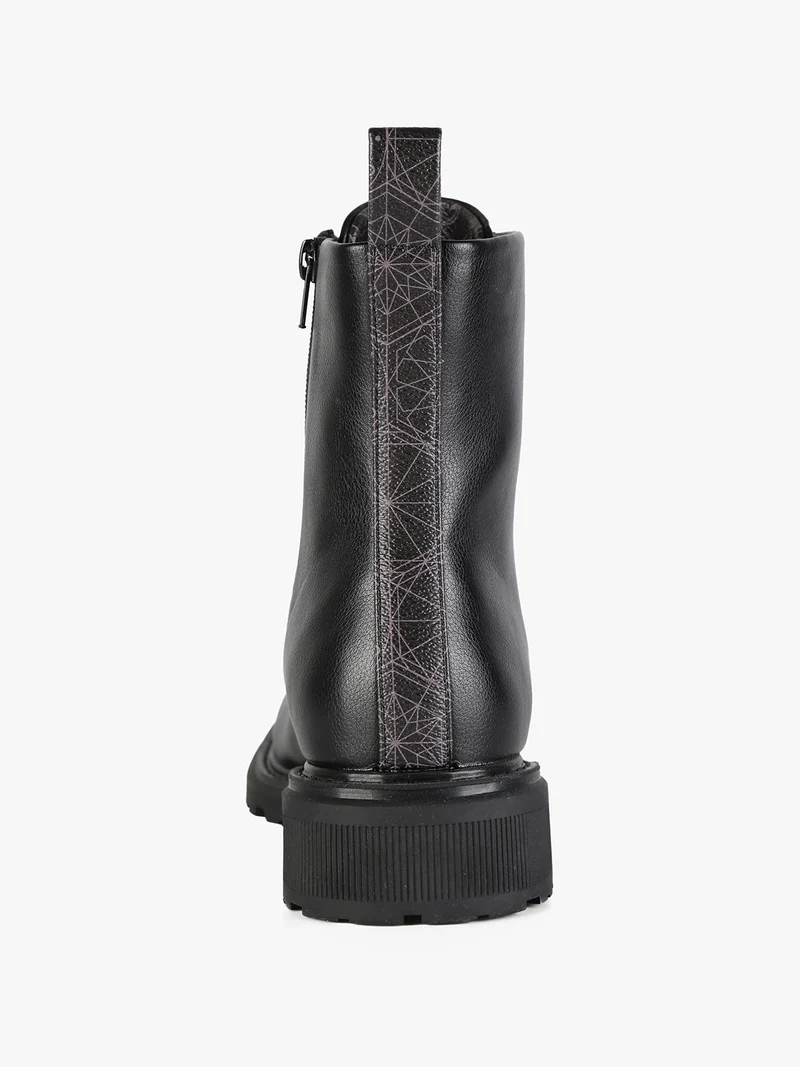 Anfibi donna con lacci e zip - nero
