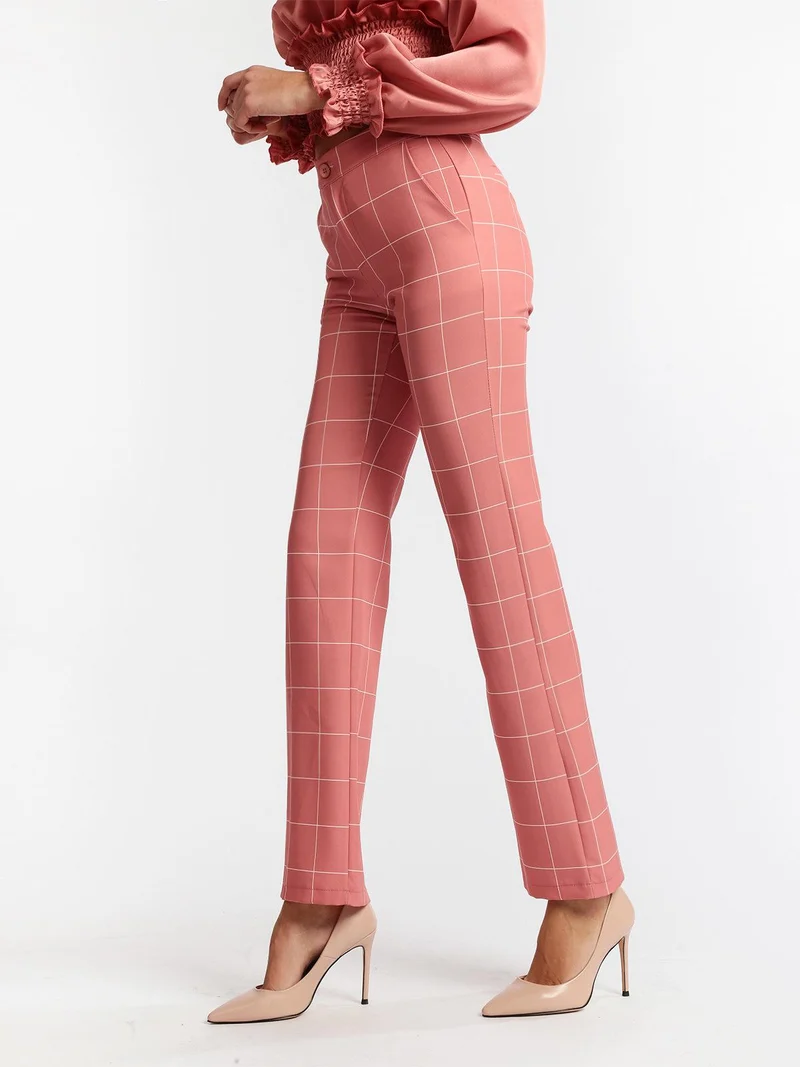 Pantaloni classici a quadri - anguria
