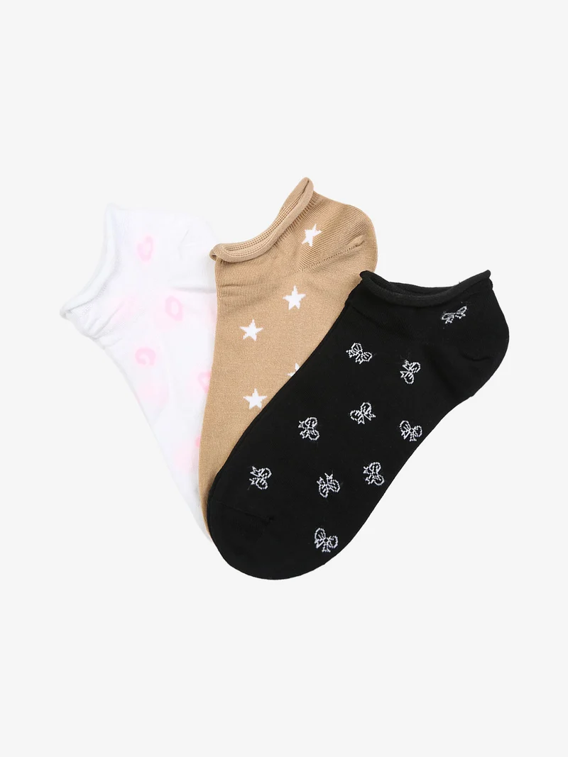 Confezione da 3 paia di calze corte da donna in filo di scozia - beige