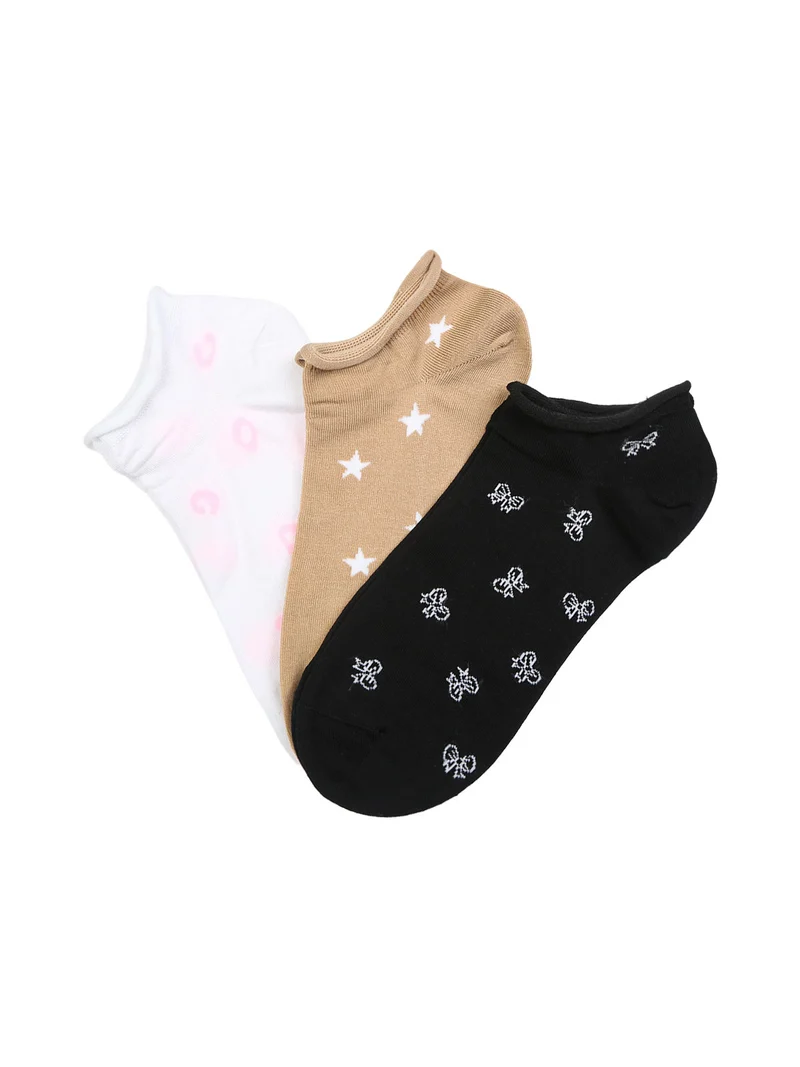 Confezione da 3 paia di calze corte da donna in filo di scozia - beige