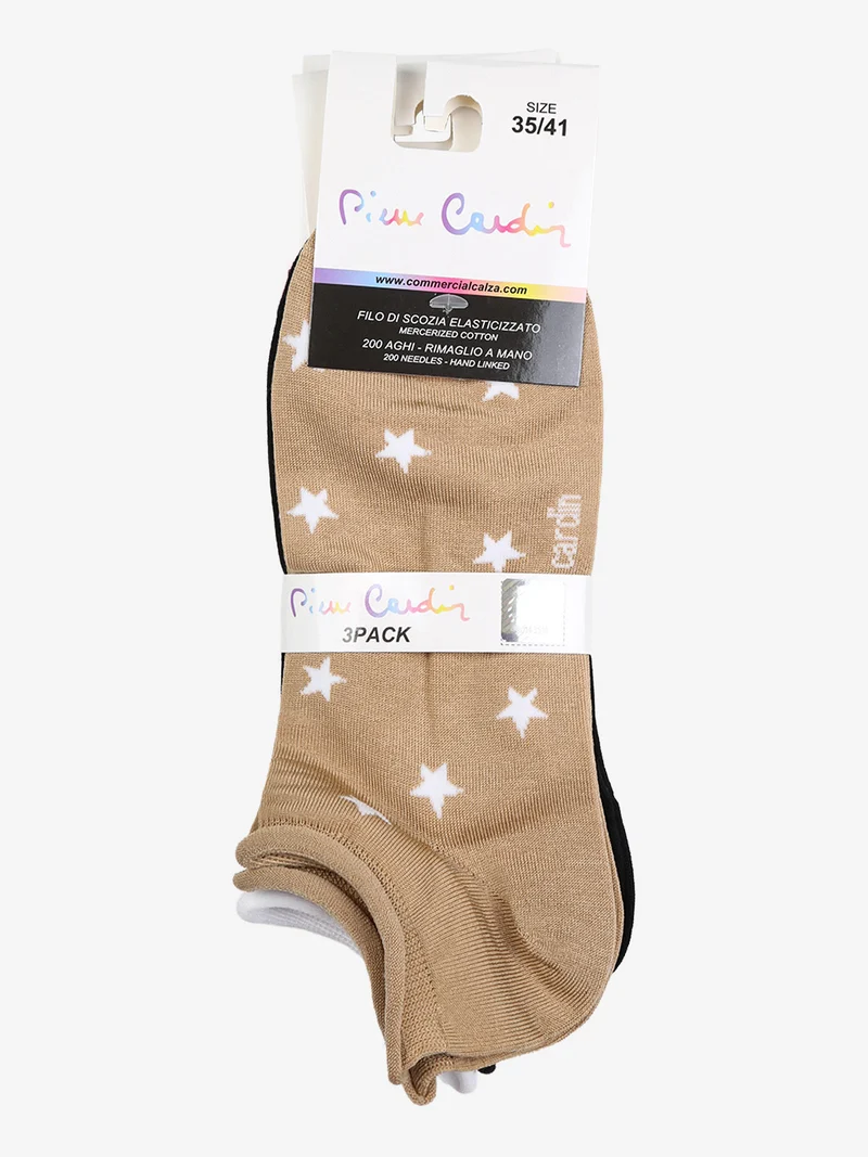 Confezione da 3 paia di calze corte da donna in filo di scozia - beige