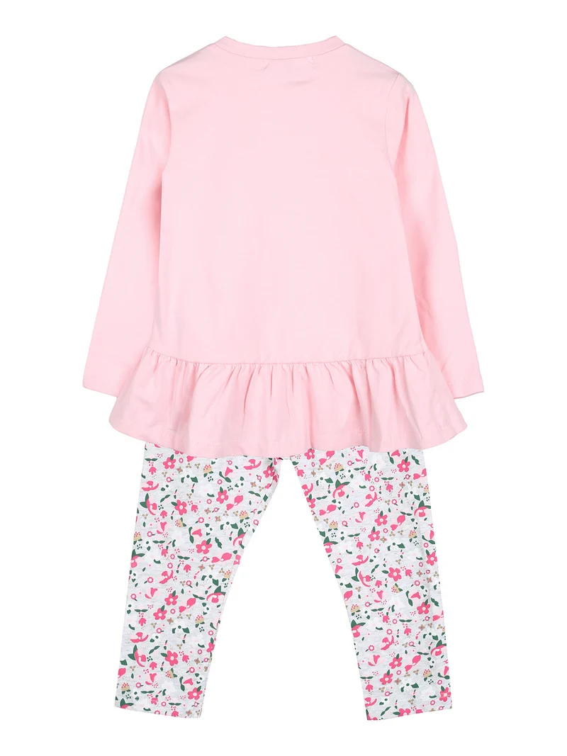 Completo 2 pezzi da neonata con leggings floreali - rosa