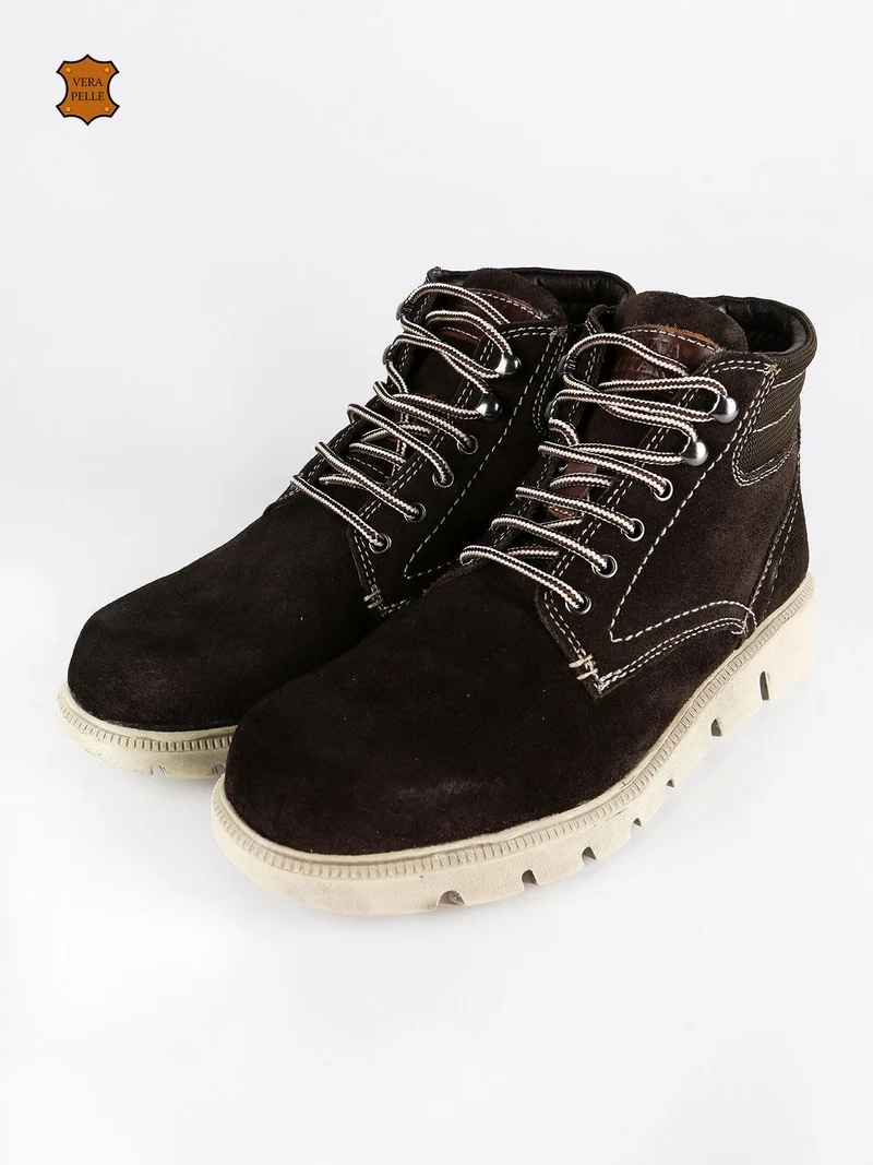 Scarpe alte in pelle scamosciata marrone - oro