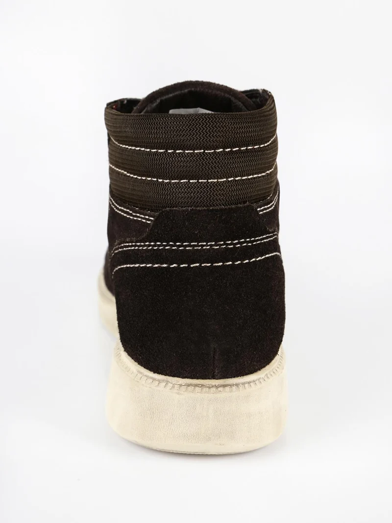 Scarpe alte in pelle scamosciata marrone - oro