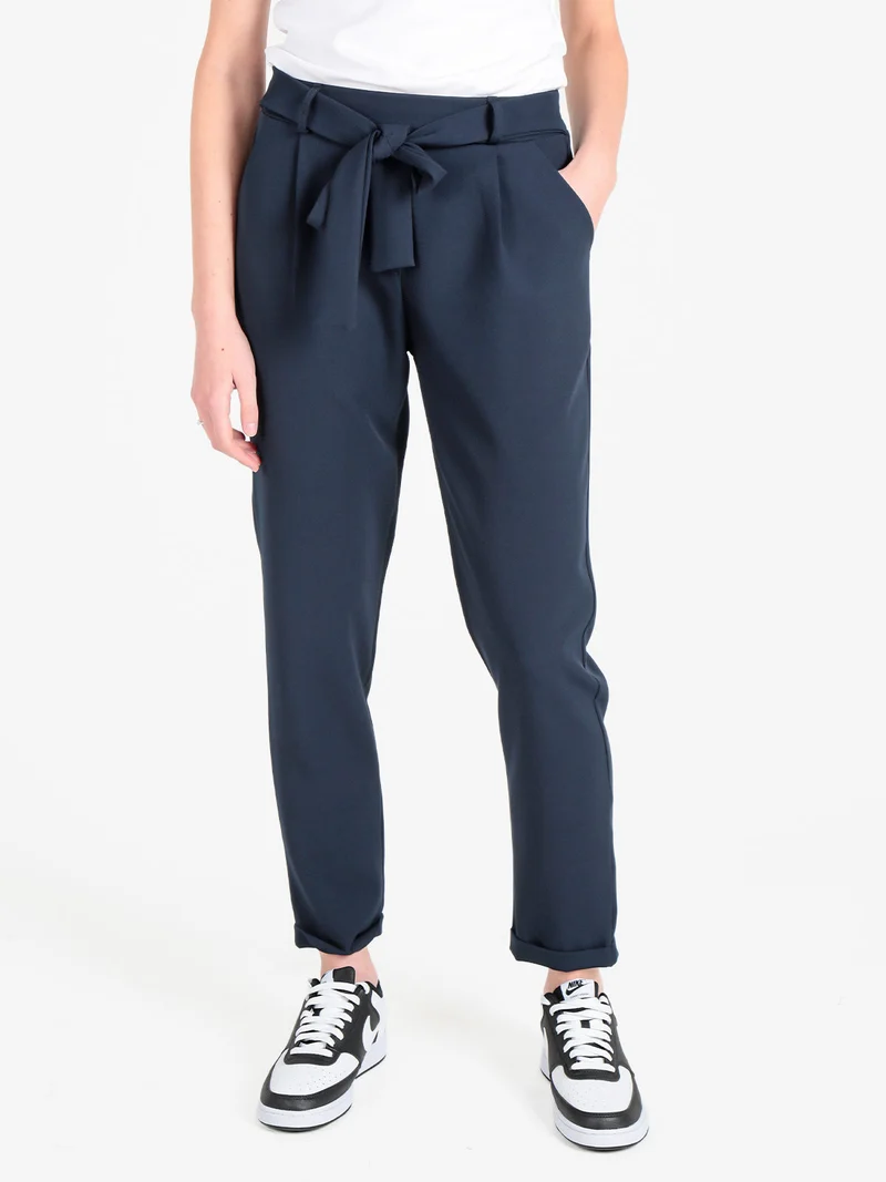 Pantaloni classici da donna con risvolto - blu scuro