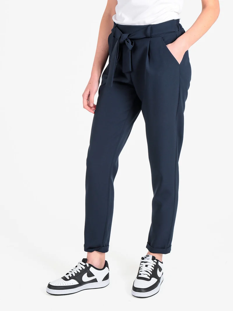 Pantaloni classici da donna con risvolto - blu scuro