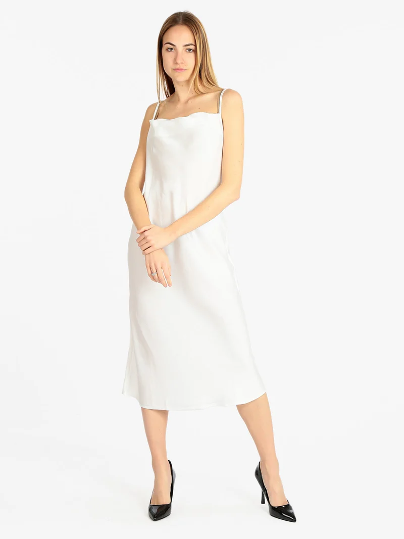Abito donna effetto raso - bianco