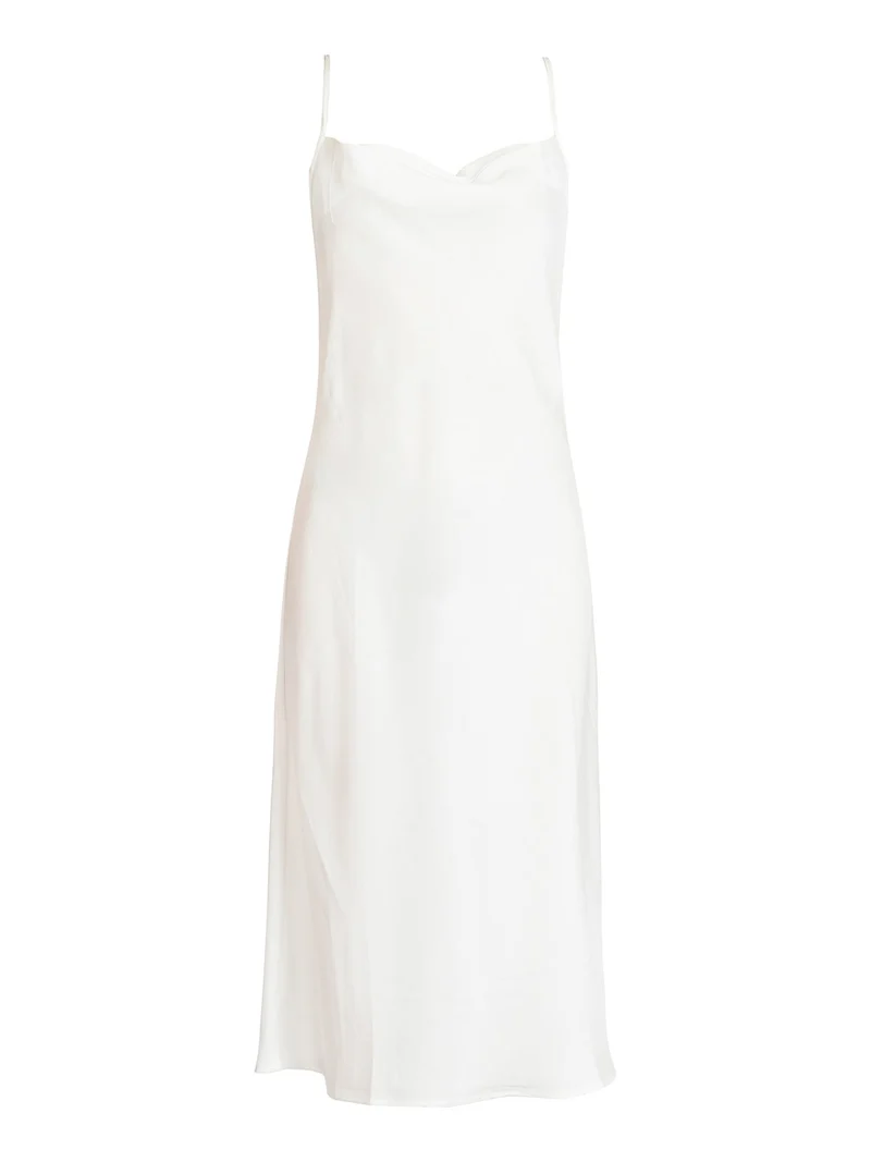 Abito donna effetto raso - bianco